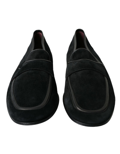 Dolce & Gabbana Schwarzer Samt Slip On Loafers Kleid Schuhe