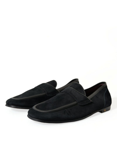 Dolce & Gabbana Schwarzer Samt Slip On Loafers Kleid Schuhe