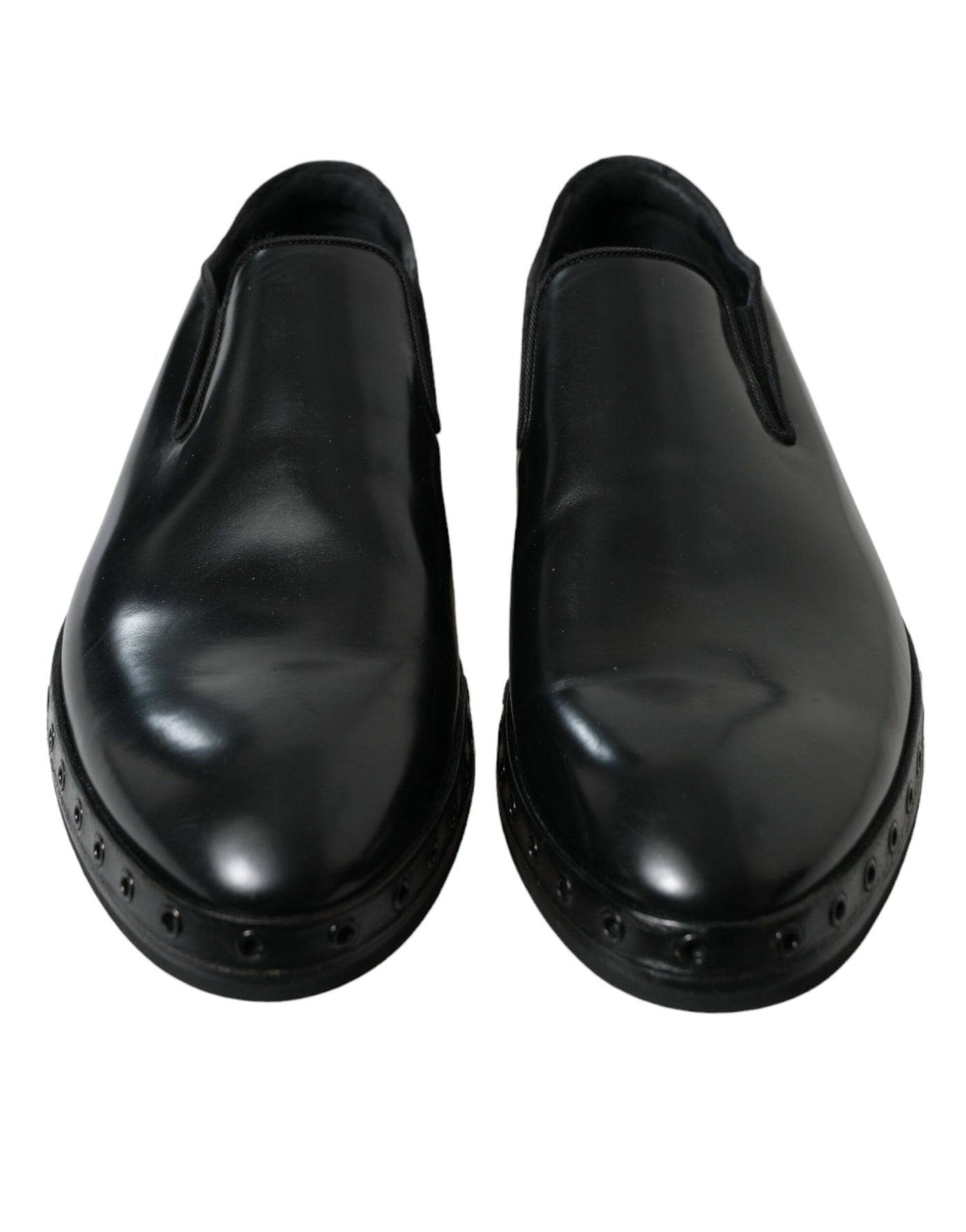 Dolce & Gabbana Schwarzes Leder Nieten Loafers Kleid Schuhe