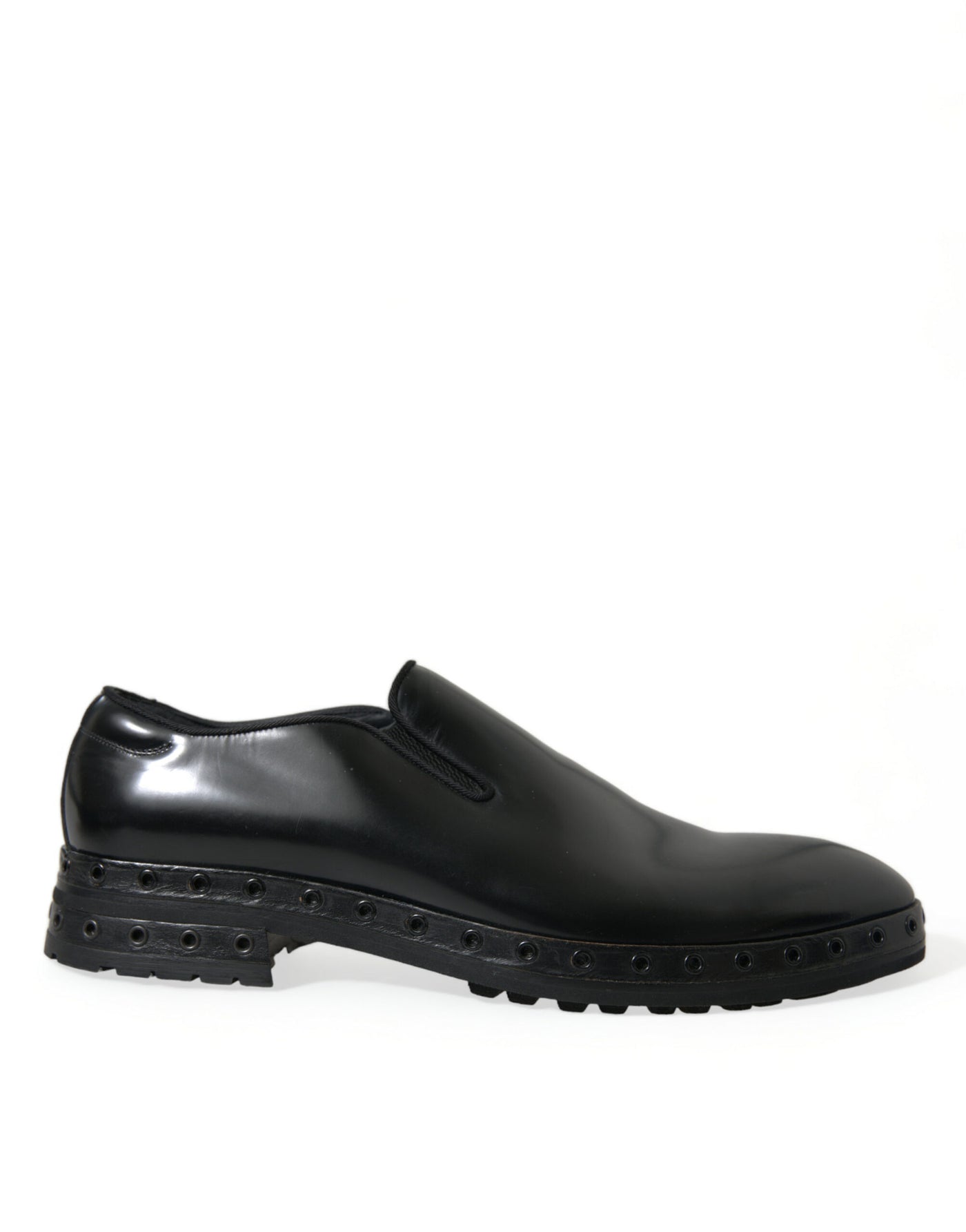 Dolce & Gabbana Schwarzes Leder Nieten Loafers Kleid Schuhe