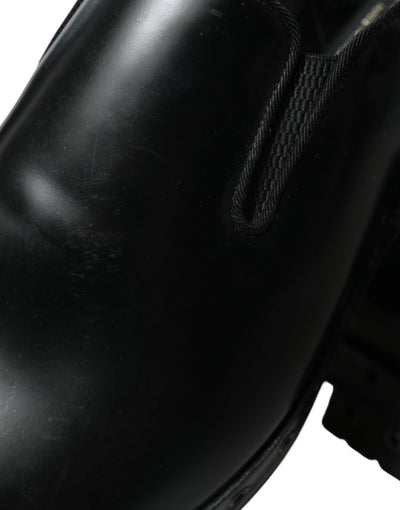 Dolce & Gabbana Schwarzes Leder Nieten Loafers Kleid Schuhe