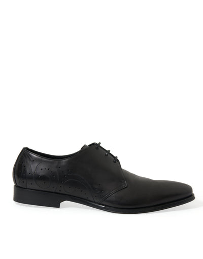 Dolce & Gabbana Schwarze Leder Schnürschuhe Formal Derby Dress Schuhe