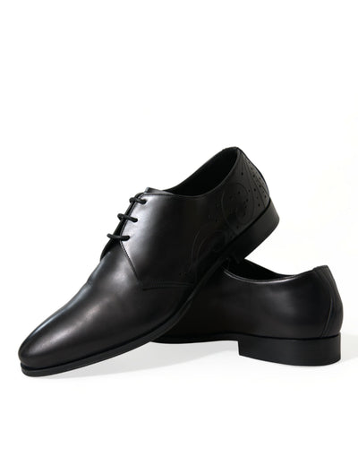 Dolce & Gabbana Schwarze Leder Schnürschuhe Formal Derby Dress Schuhe