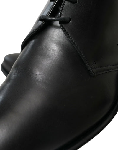 Dolce & Gabbana Schwarze Leder Schnürschuhe Formal Derby Dress Schuhe