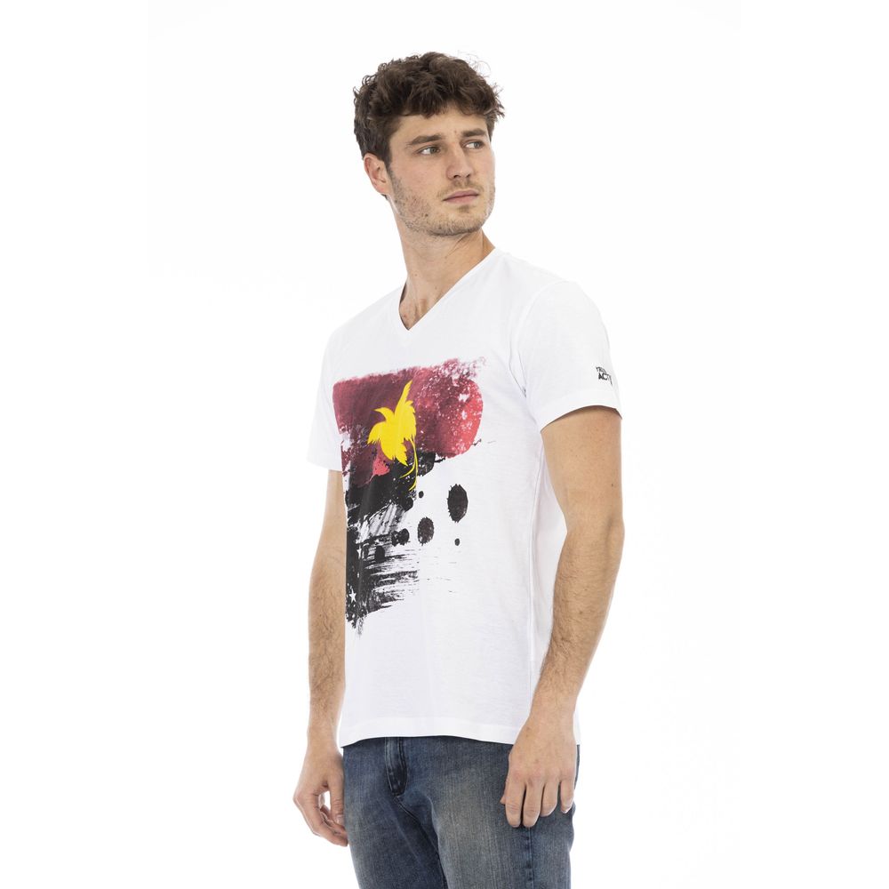 Trussardi Action T-Shirt mit V-Ausschnitt aus weißer Baumwolle für Männer