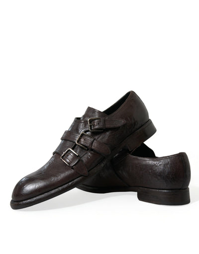 Dolce & Gabbana Braune Lederriemen-Schuhe für formelle Anlässe