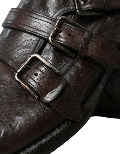 Dolce & Gabbana Braune Lederriemen-Schuhe für formelle Anlässe