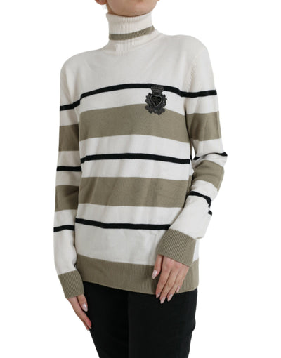 Dolce & Gabbana Mehrfarbig gestreifter Pullover aus Wolle mit Logo