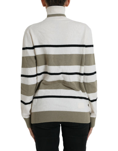 Dolce & Gabbana Mehrfarbig gestreifter Pullover aus Wolle mit Logo