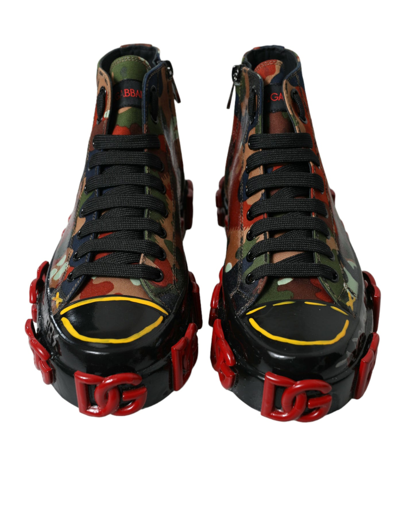 Dolce & Gabbana Multicolor Camouflage High Top Turnschuhe Schuhe