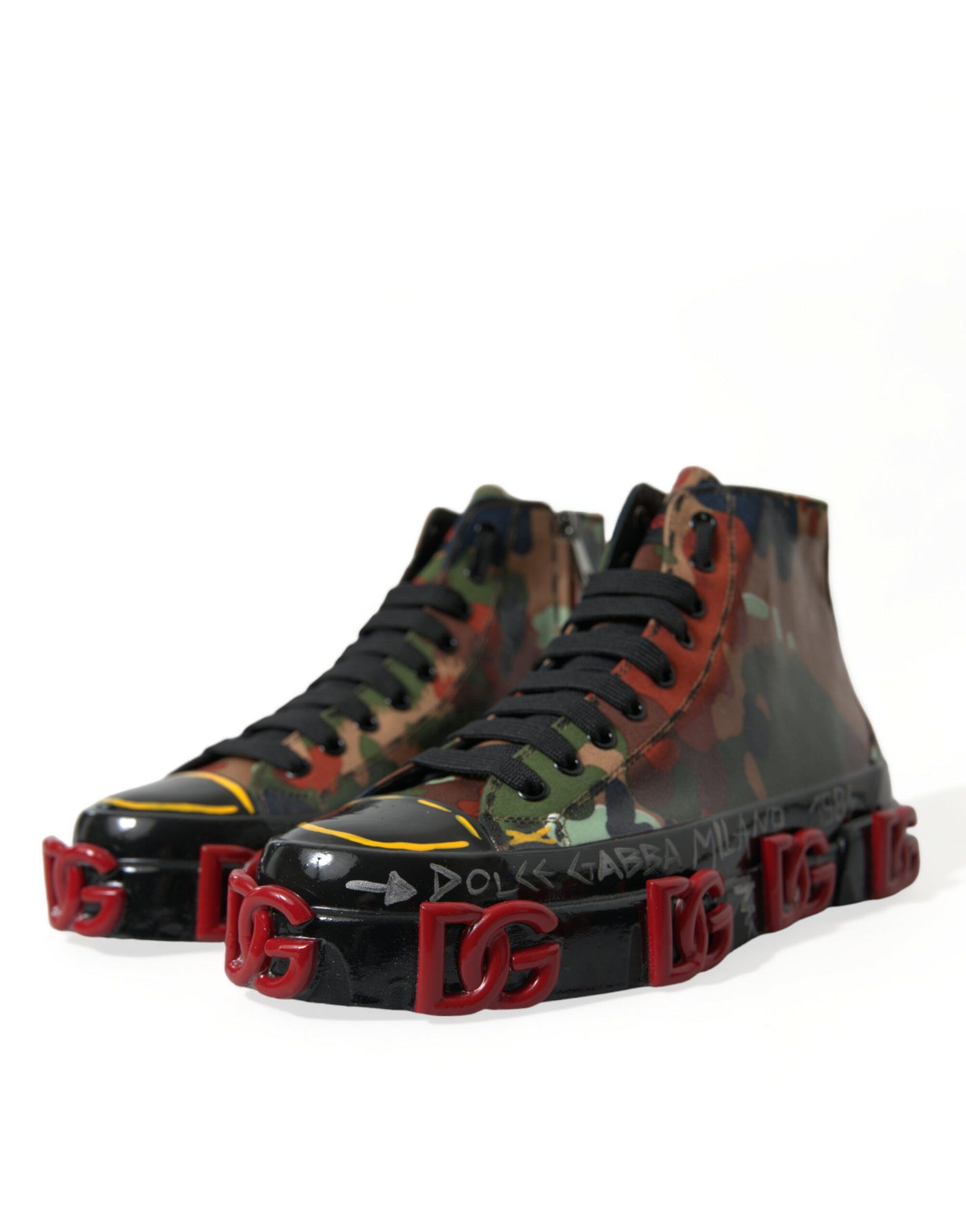 Dolce & Gabbana Multicolor Camouflage High Top Turnschuhe Schuhe