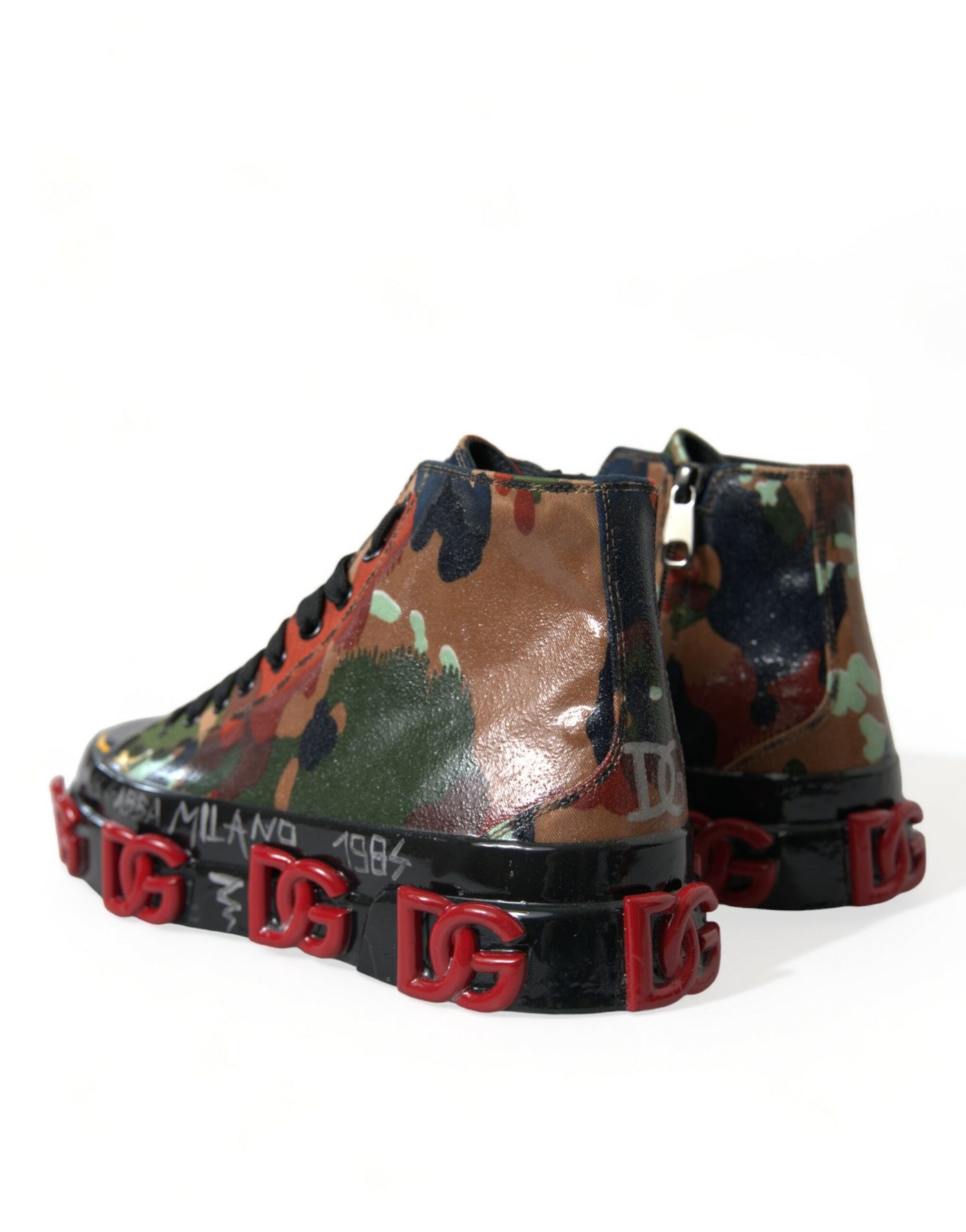 Dolce & Gabbana Multicolor Camouflage High Top Turnschuhe Schuhe