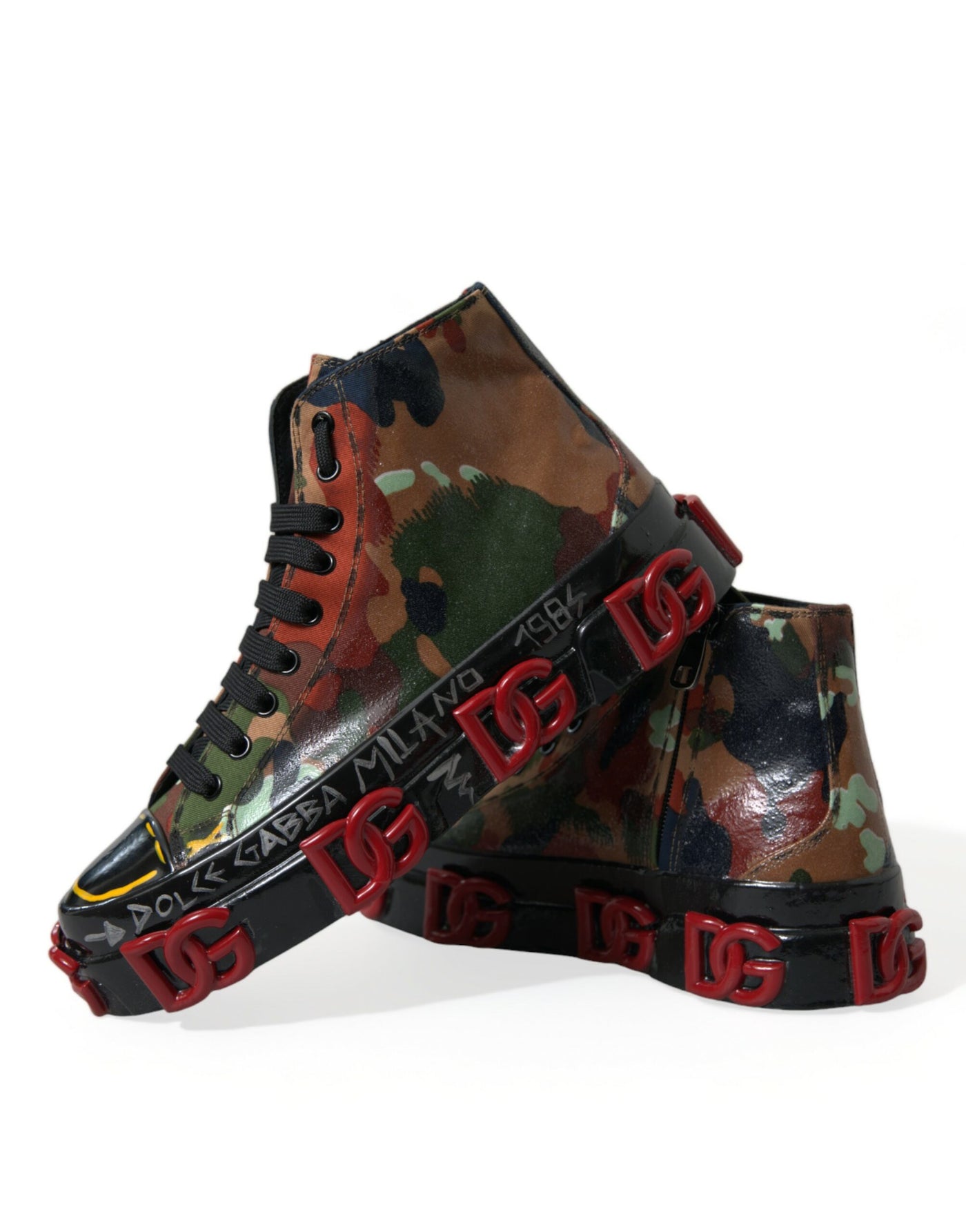 Dolce & Gabbana Multicolor Camouflage High Top Turnschuhe Schuhe