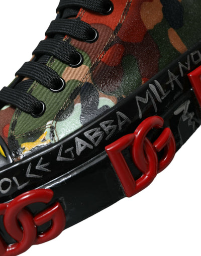 Dolce & Gabbana Multicolor Camouflage High Top Turnschuhe Schuhe