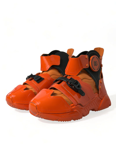Dolce & Gabbana Orange Multi Panel klobige High Top Turnschuhe Schuhe