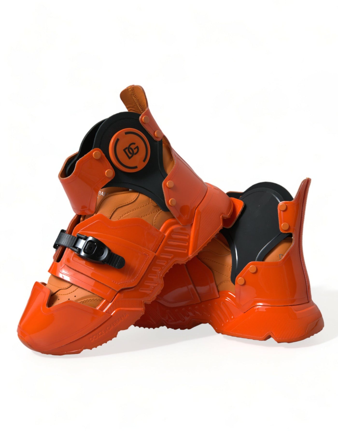 Dolce & Gabbana Orange Multi Panel klobige High Top Turnschuhe Schuhe