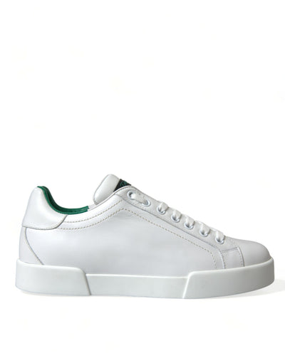 Dolce & Gabbana Weiß Grün Leder Portofino Turnschuhe Schuhe