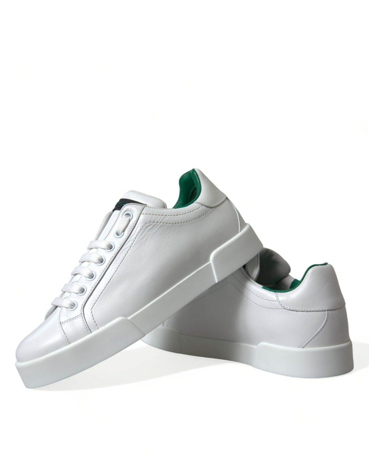 Dolce & Gabbana Weiß Grün Leder Portofino Turnschuhe Schuhe
