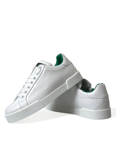 Dolce & Gabbana Weiß Grün Leder Portofino Turnschuhe Schuhe