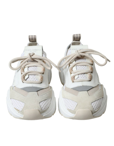 Dolce & Gabbana Beige Weiß Daymaster Low Top Leder Turnschuhe Schuhe