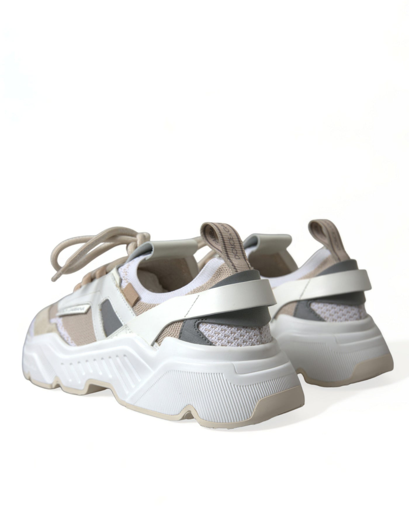 Dolce & Gabbana Beige Weiß Daymaster Low Top Leder Turnschuhe Schuhe