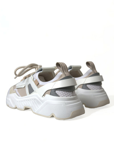 Dolce & Gabbana Beige Weiß Daymaster Low Top Leder Turnschuhe Schuhe