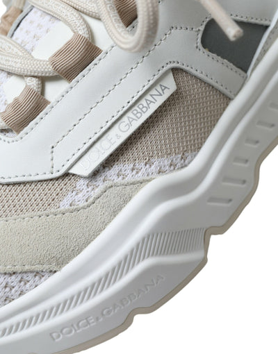 Dolce & Gabbana Beige Weiß Daymaster Low Top Leder Turnschuhe Schuhe