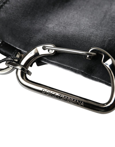 Dolce & Gabbana Schwarzes Nylon Logo Plaque Schlüsselanhänger Tasche Clutch