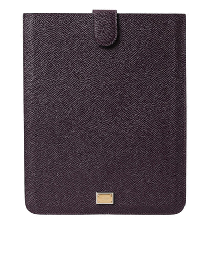 Dolce & Gabbana Dunkelbraun Leder Logo Plaque Abdeckung Hülle Tablette Fall