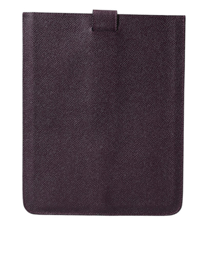 Dolce & Gabbana Dunkelbraun Leder Logo Plaque Abdeckung Hülle Tablette Fall