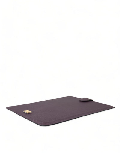 Dolce & Gabbana Dunkelbraun Leder Logo Plaque Abdeckung Hülle Tablette Fall
