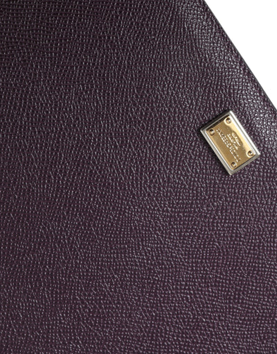 Dolce & Gabbana Dunkelbraun Leder Logo Plaque Abdeckung Hülle Tablette Fall