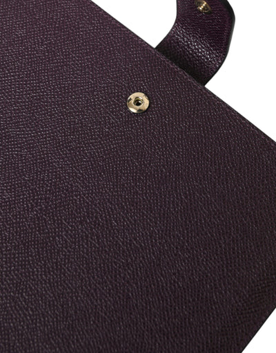 Dolce & Gabbana Dunkelbraun Leder Logo Plaque Abdeckung Hülle Tablette Fall