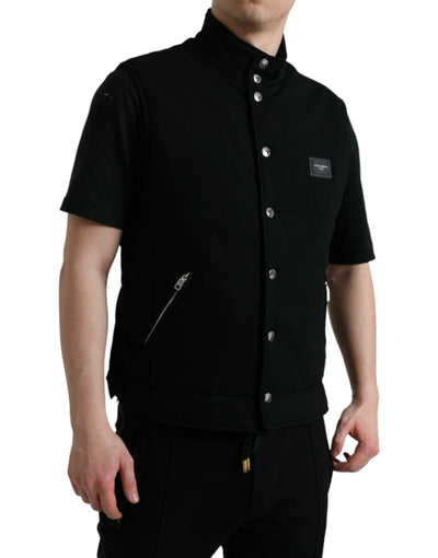 Dolce & Gabbana Schwarze Viskose Weste mit Knöpfen Logo Jacke