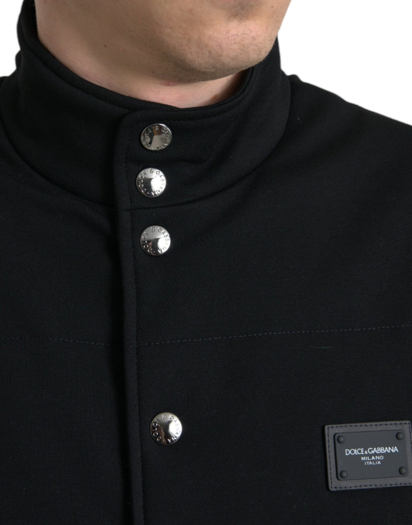 Dolce & Gabbana Schwarze Viskose Weste mit Knöpfen Logo Jacke