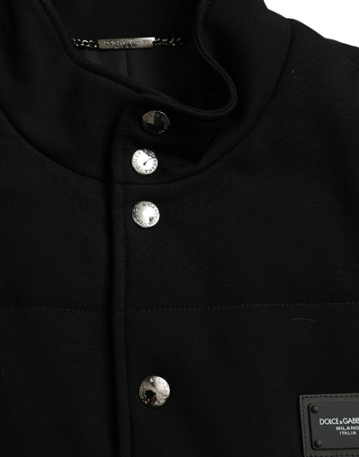 Dolce & Gabbana Schwarze Viskose Weste mit Knöpfen Logo Jacke