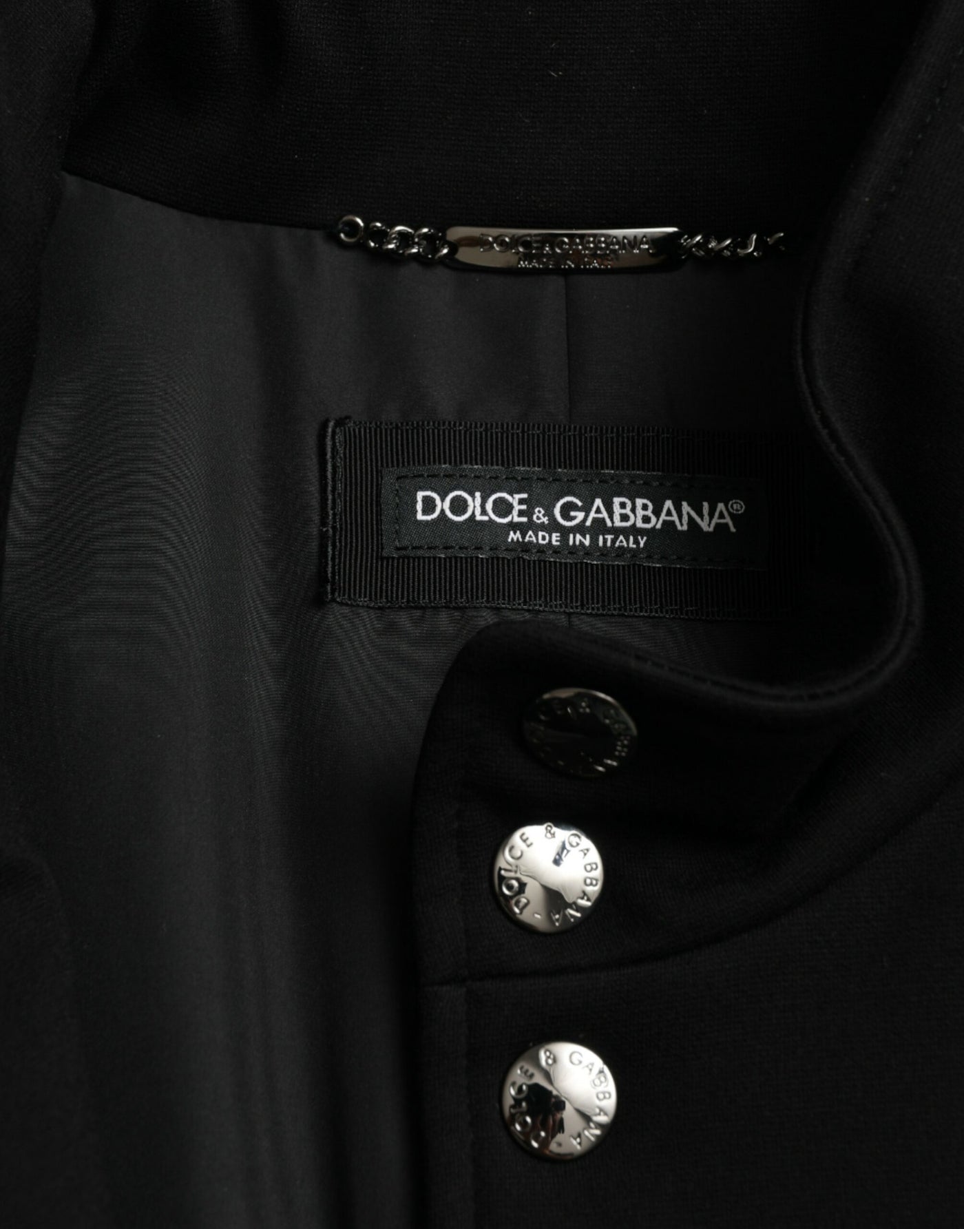 Dolce & Gabbana Schwarze Viskose Weste mit Knöpfen Logo Jacke