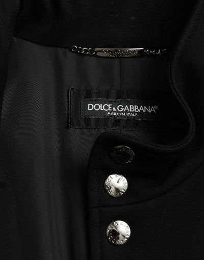 Dolce & Gabbana Schwarze Viskose Weste mit Knöpfen Logo Jacke
