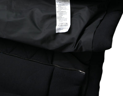 Dolce & Gabbana Schwarze Bomberjacke mit Logo-Kapuze aus Baumwolle