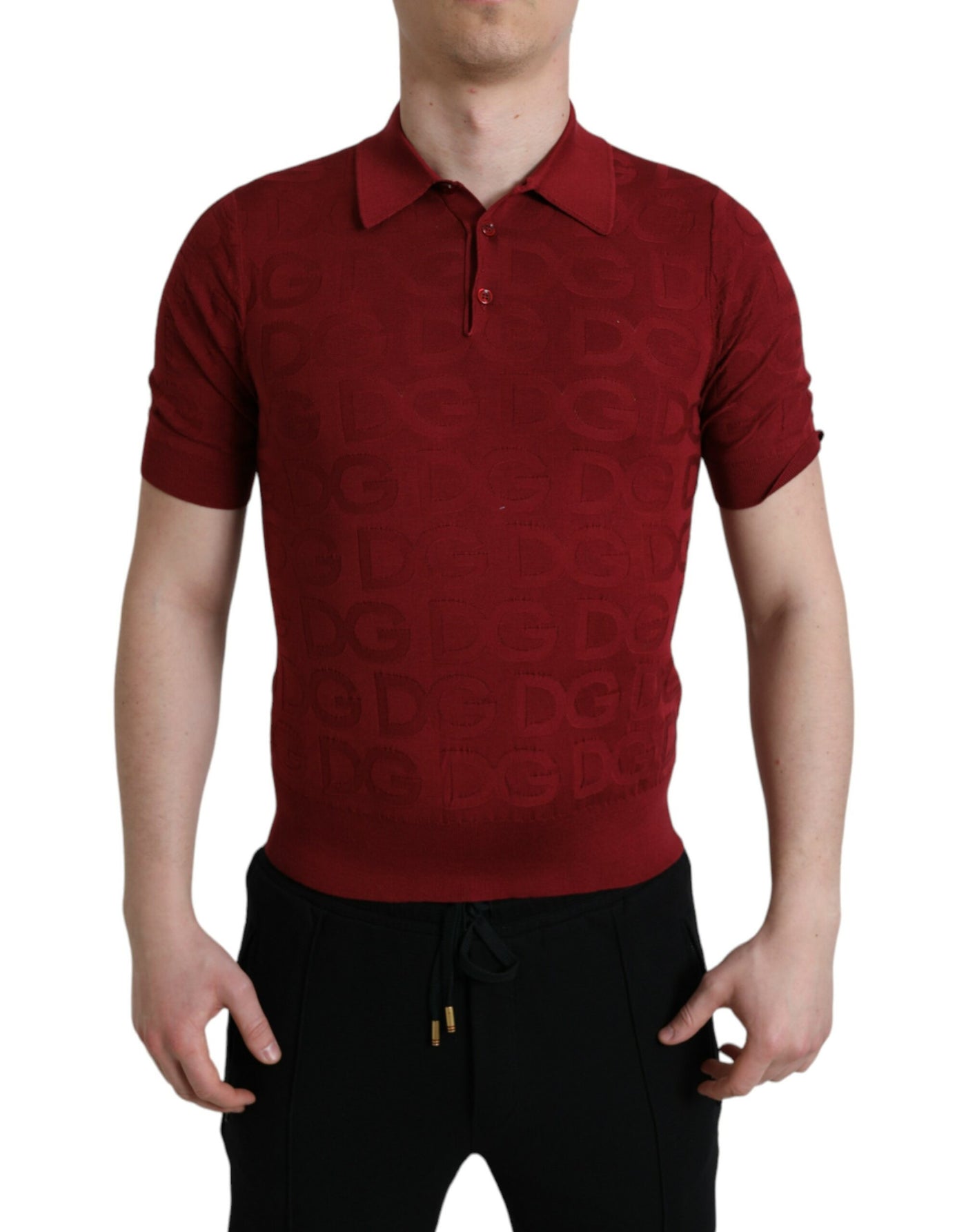 Dolce & Gabbana Kastanienbraunes Kurzarm-T-Shirt aus Seide mit Kragen