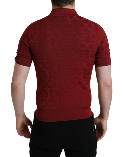 Dolce & Gabbana Kastanienbraunes Kurzarm-T-Shirt aus Seide mit Kragen