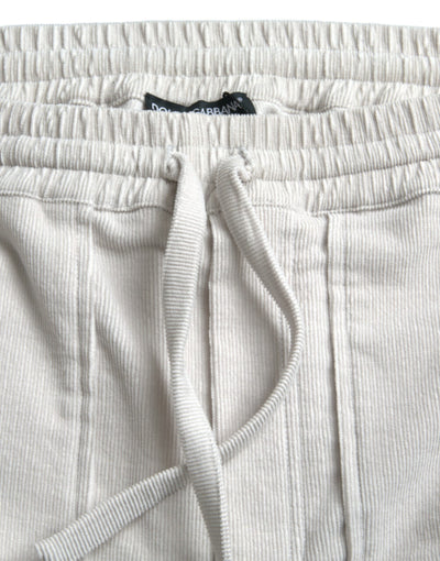 Dolce & Gabbana Beigefarbene Logo-Bermuda-Shorts aus Baumwollcord