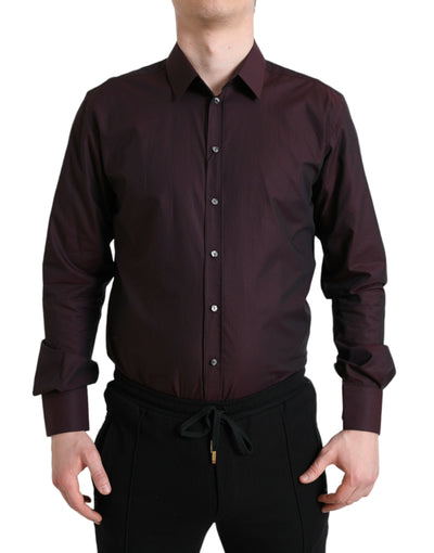 Dolce & Gabbana Kastanienbraunes Jacquard-Hemd MARTINI