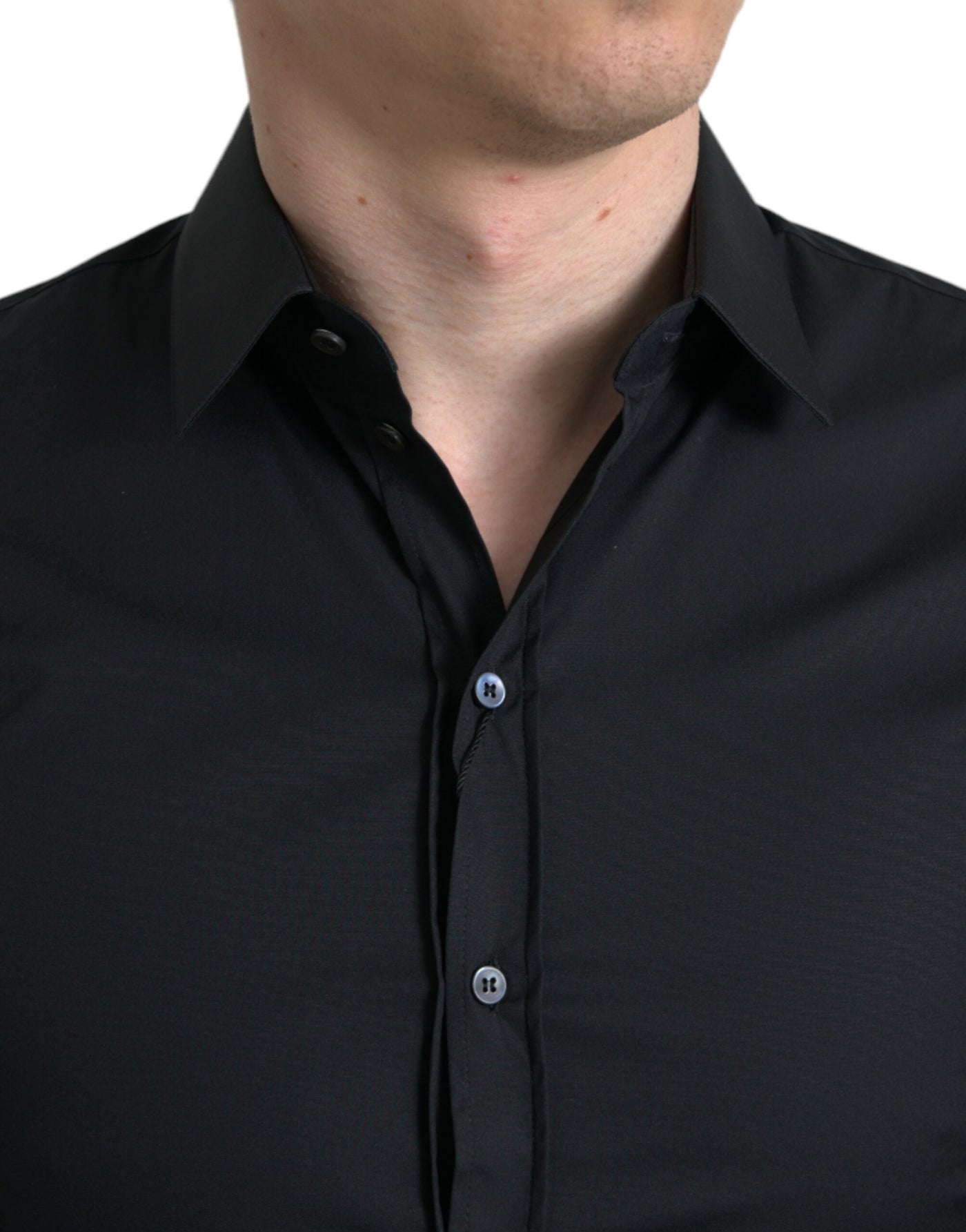 Dolce & Gabbana Schwarzes Baumwoll-Stretch-Hemd für formelle Anlässe