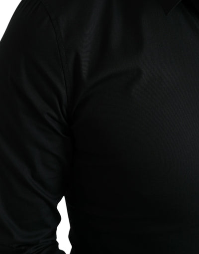 Dolce & Gabbana Schwarzes Baumwoll-Stretch-Hemd für formelle Anlässe