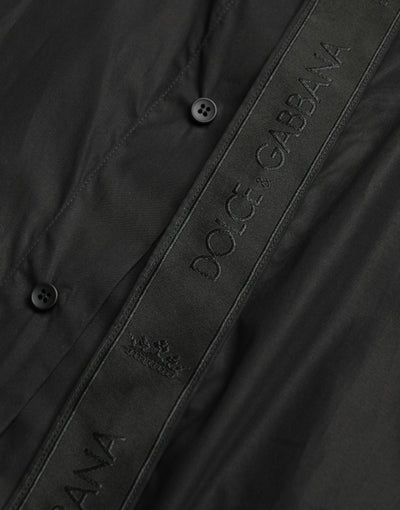 Dolce & Gabbana Schwarzes Logo-Baumwollhemd GOLD Formal