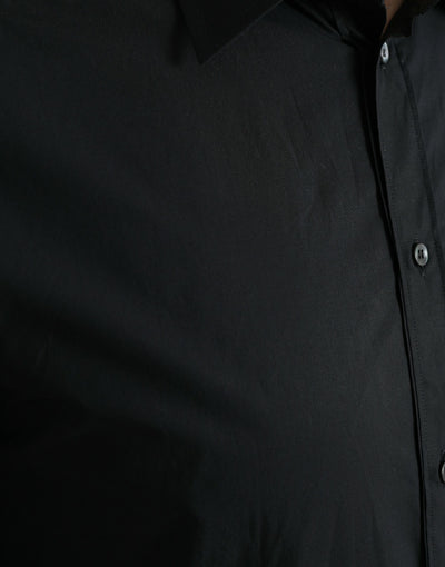 Dolce & Gabbana Schwarzes Baumwollhemd für Männer GOLD Formal