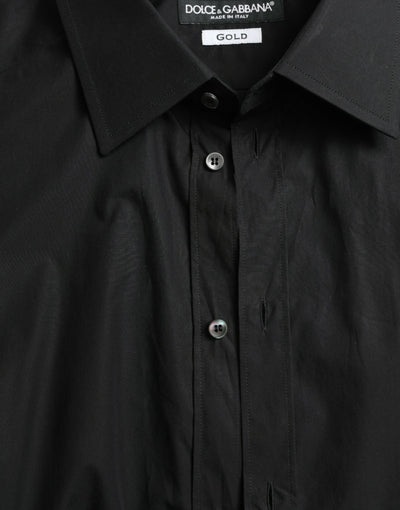 Dolce & Gabbana Schwarzes Baumwollhemd für Männer GOLD Formal
