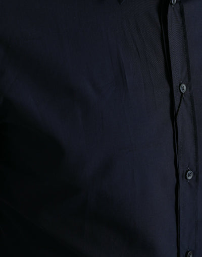 Dolce & Gabbana Marineblaues schmal geschnittenes formelles GOLD-Hemd