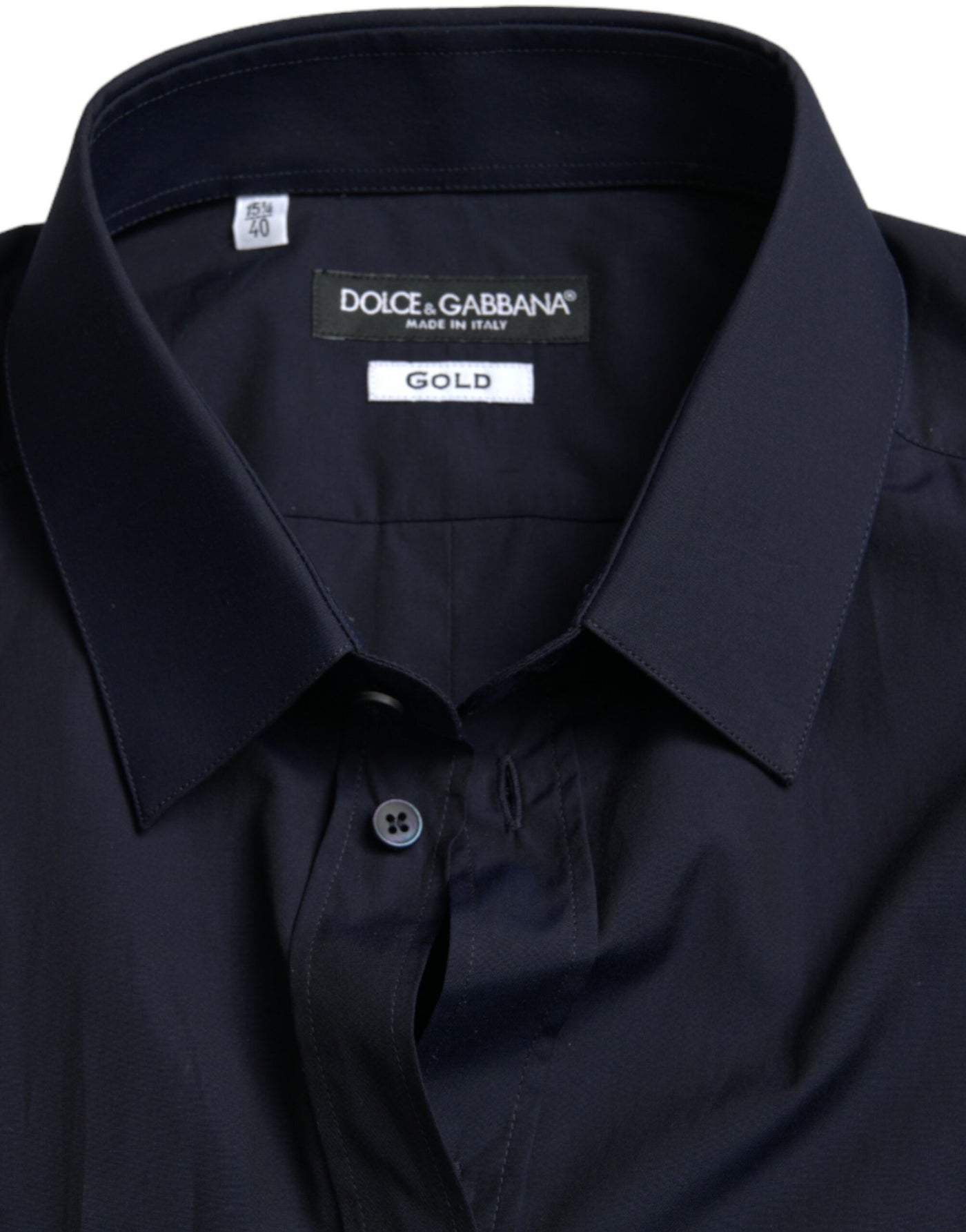 Dolce & Gabbana Marineblaues schmal geschnittenes formelles GOLD-Hemd